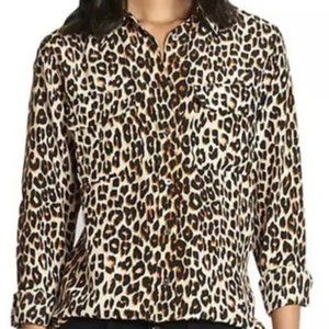 Equipment Slim Signature Leopard-Printed Silk Shirt NWT